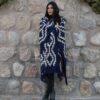 PONCHO ATADO A002/06 - AÑIL/MARRÓN - UN PAÑO - TRAMA Y URDIMBRE FINA CAMPO COMPLETO - SIN FLECOS - SOLO POR PEDIDO - Imagen 4