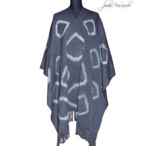 PONCHO DE ARGOLLAS G451 AZUL GASTADO - UN PAÑO - TRAMA Y URDIMBRE FINA - DISPONIBLE