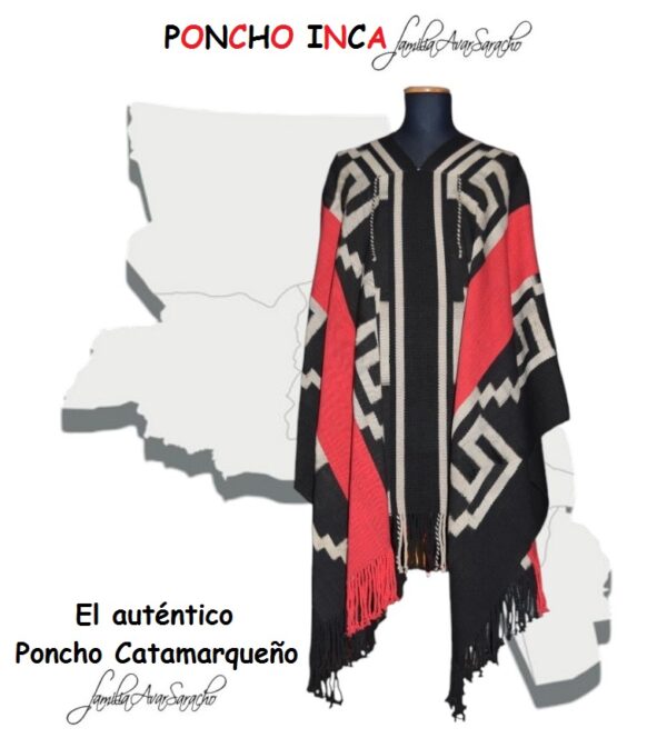 PONCHO A180 DE OVEJA CATAMARQUEÑO INCA "FAMILIA AVAR SARACHO" - DISPONIBLE