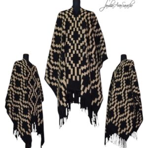 PONCHO ATADO A002/01 - NEGRO - UN PAÑO - TRAMA Y URDIMBRE FINA CAMPO COMPLETO - SOLO POR PEDIDO