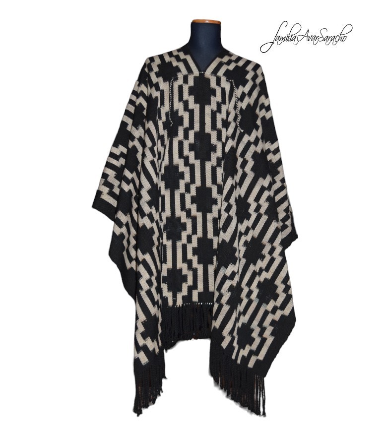 PONCHO ATADO A510 - UN PAÑO -TRAMA Y URDIMBRE FINA DISEÑO ESPECIAL - - SOLO POR PEDIDO